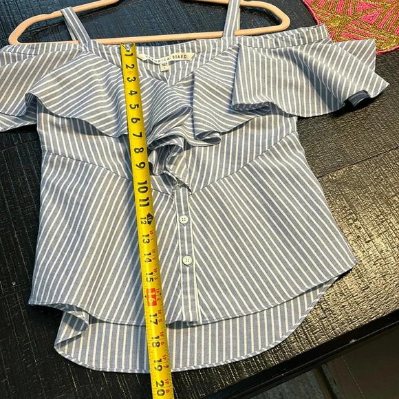 Veronica Beard Grand Off the Shoulder Top Striped Blue White size 0 - Picture 13 of 16